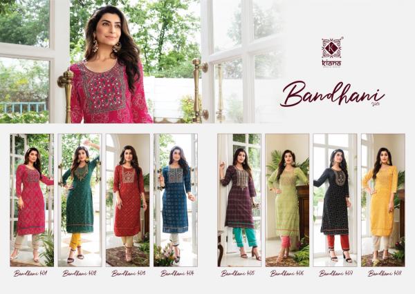 Kiana Bandhani 4 Rayon Embroidery Gotapatti Kurti  Collection 